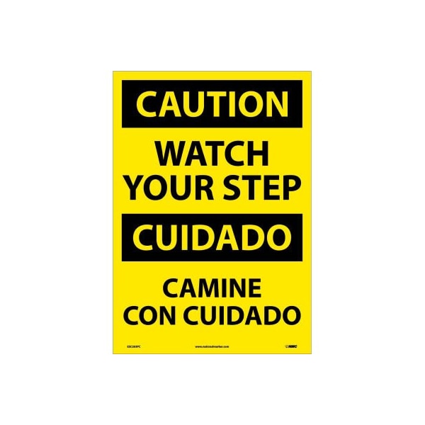 Bilingual Vinyl Sign - Caution Watch Your Step